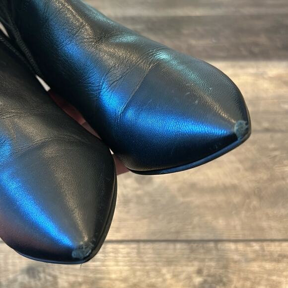 Aquatalia Black Leather Pointed Toe Block Heel Boots Size 10 - Picture 6 of 9